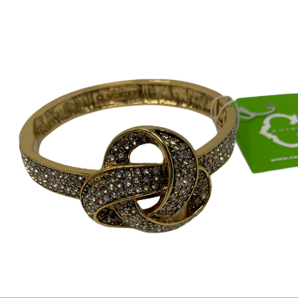 C Wonder Rhinestone Knot Hinge Cuff Gold Color